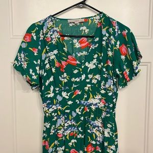 Loft size 0 floral midi dress